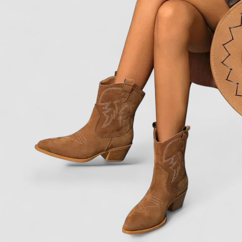 Darcy Embroidered Western Ankle Boots