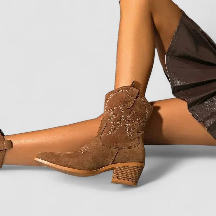 Darcy Embroidered Western Ankle Boots