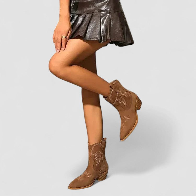 Darcy Embroidered Western Ankle Boots