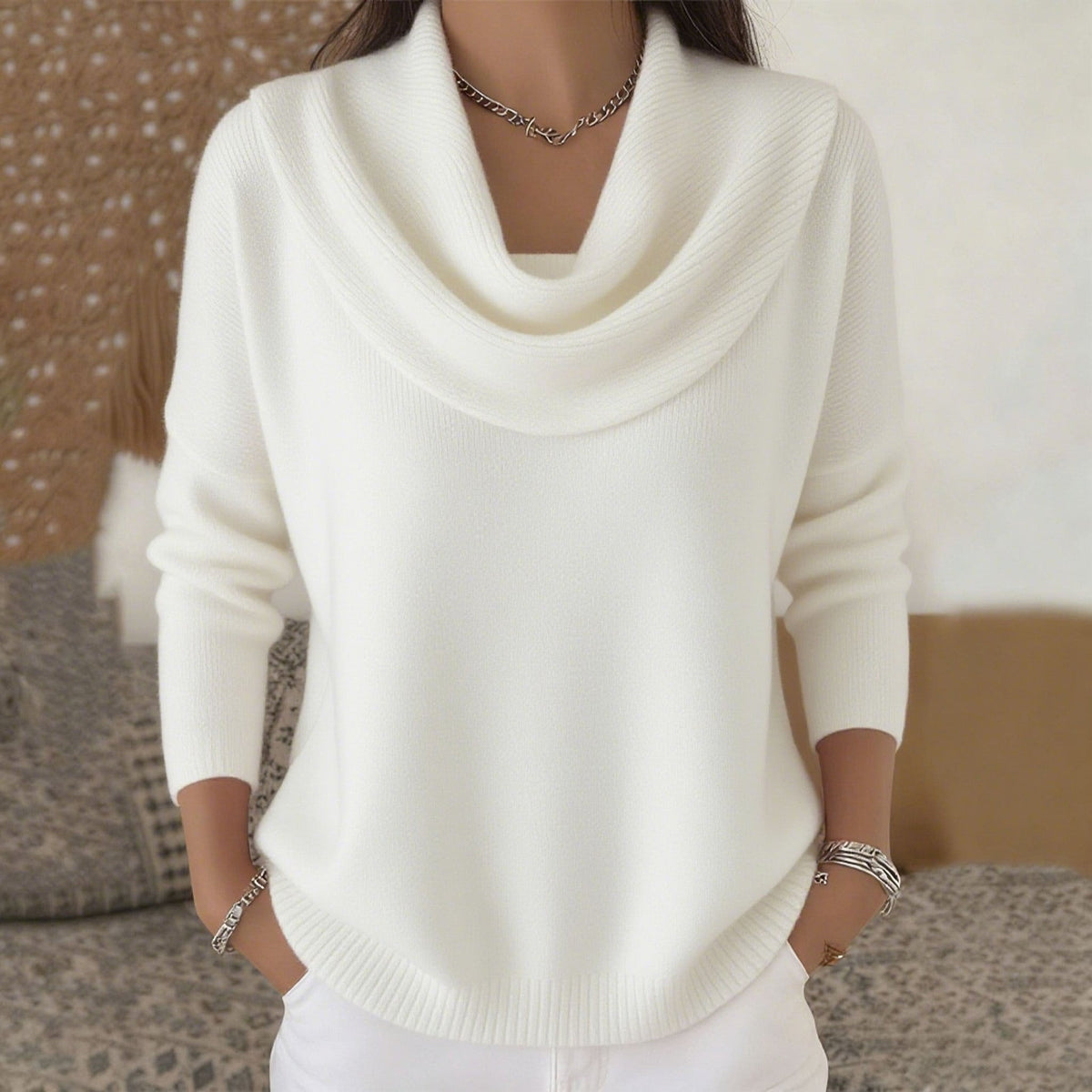Bryony | Cowl Neck Jumper, colour White