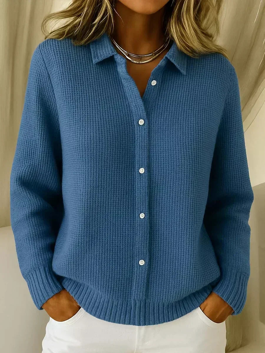 Venetia | Textured Button Cardigan, colour Dark Blue
