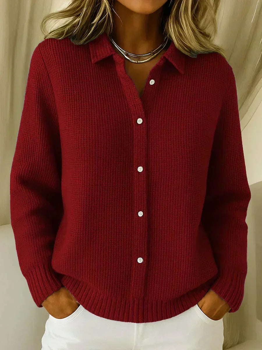 Venetia | Textured Button Cardigan, colour Wine Red
