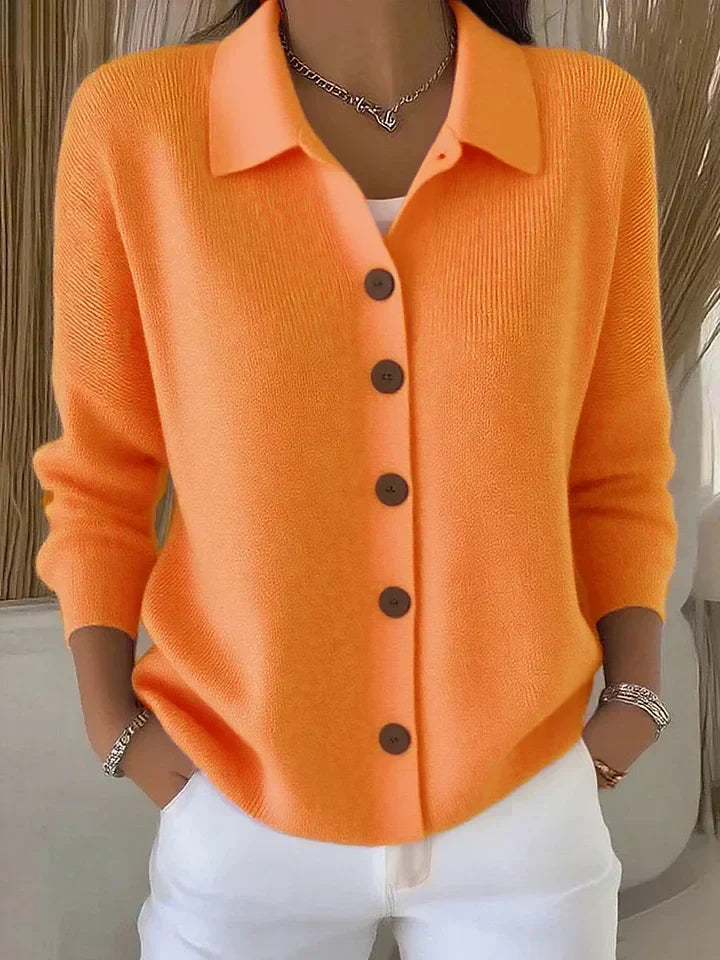 Josie | Collared Button Cardigan, colour Orange