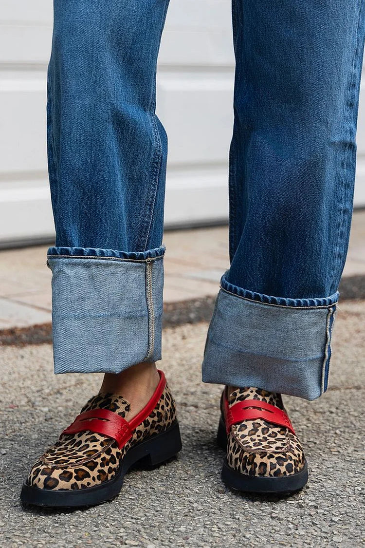 Lauren | Leopard Lug Sole Loafers