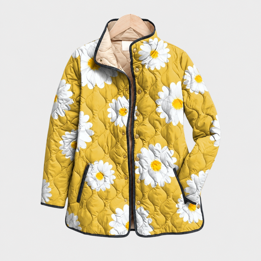 Marjorie | Mustard Daisy Quilted Jacket