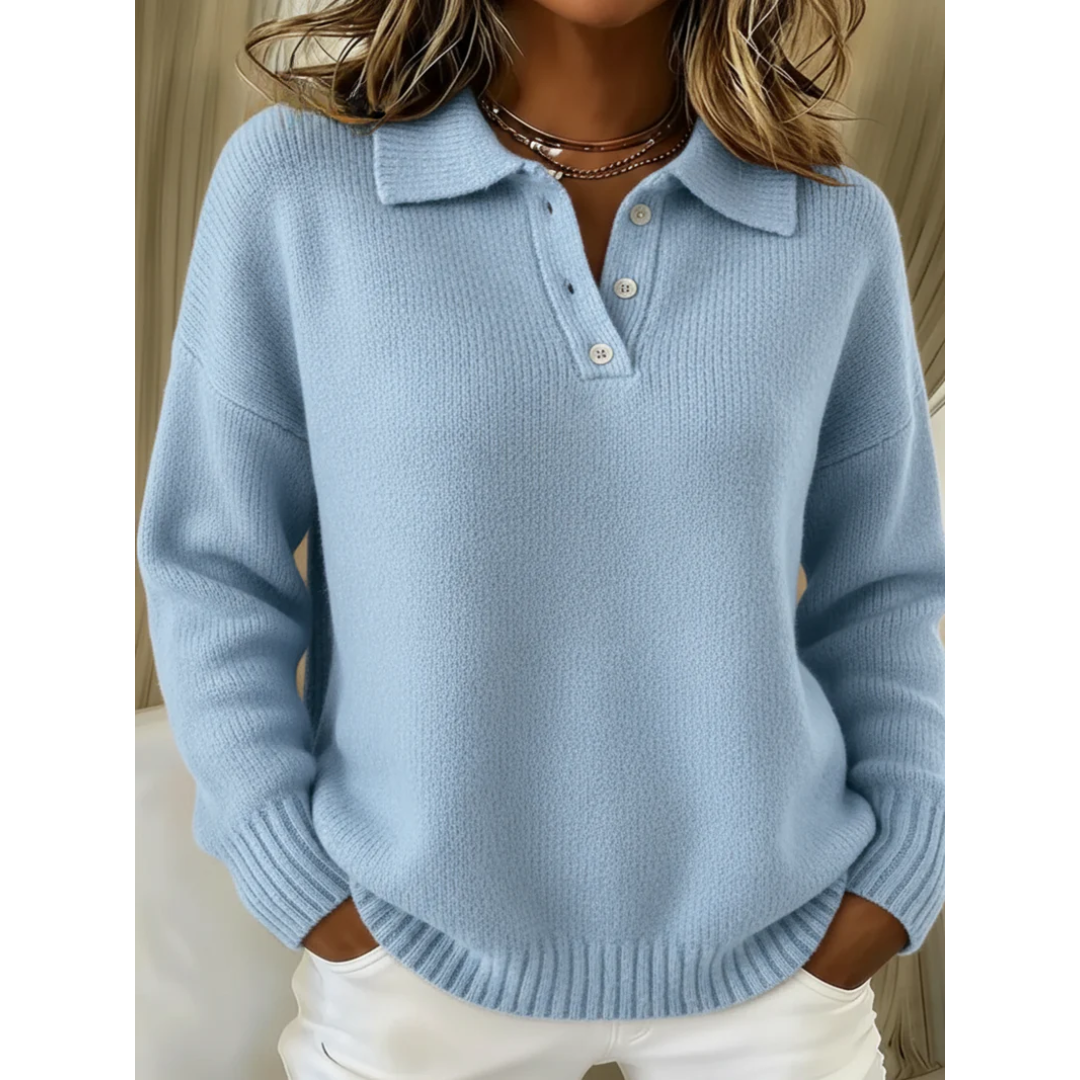 Maud | Soft Knit Polo Jumper, colour Light Blue
