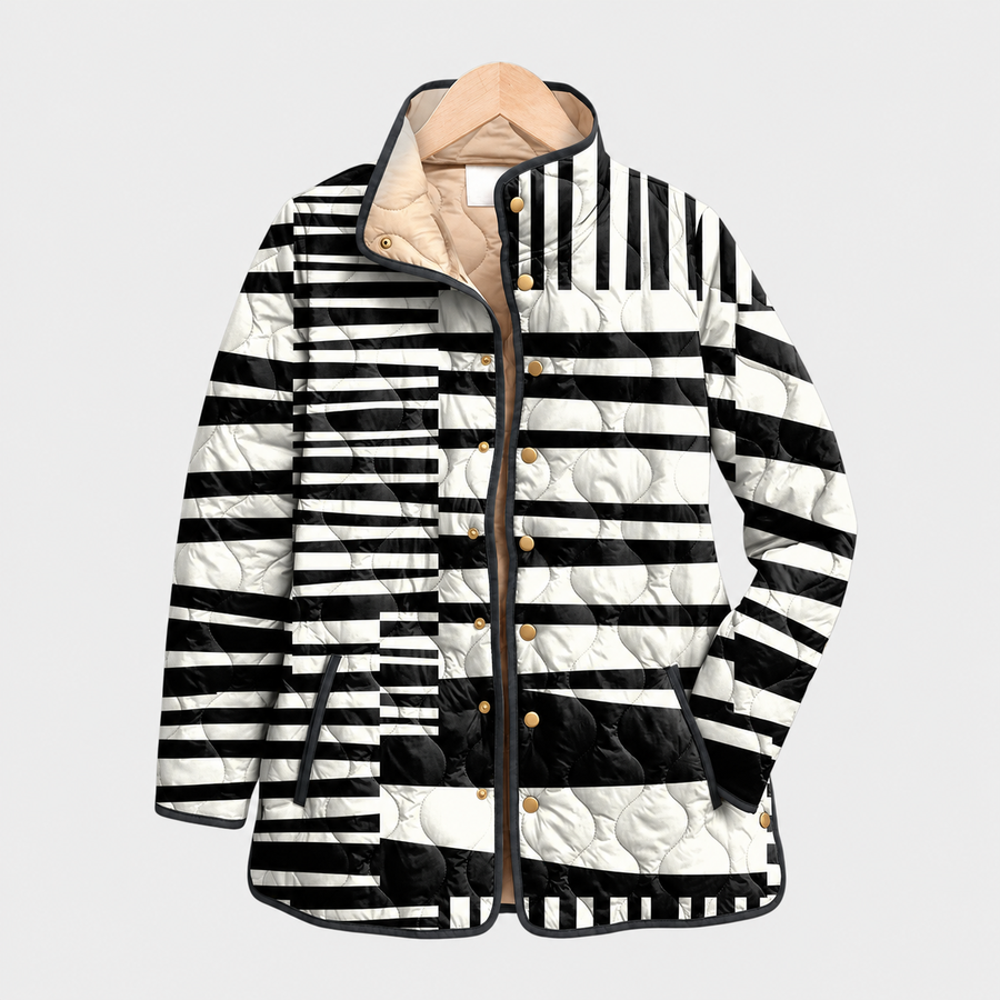 Maxine | Mono Stripe Quilted Jacket