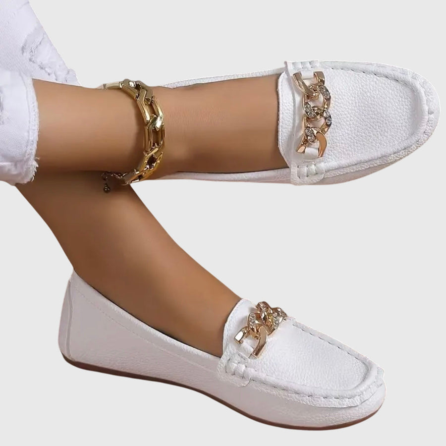 Melissa | Gold Chain Moccasins