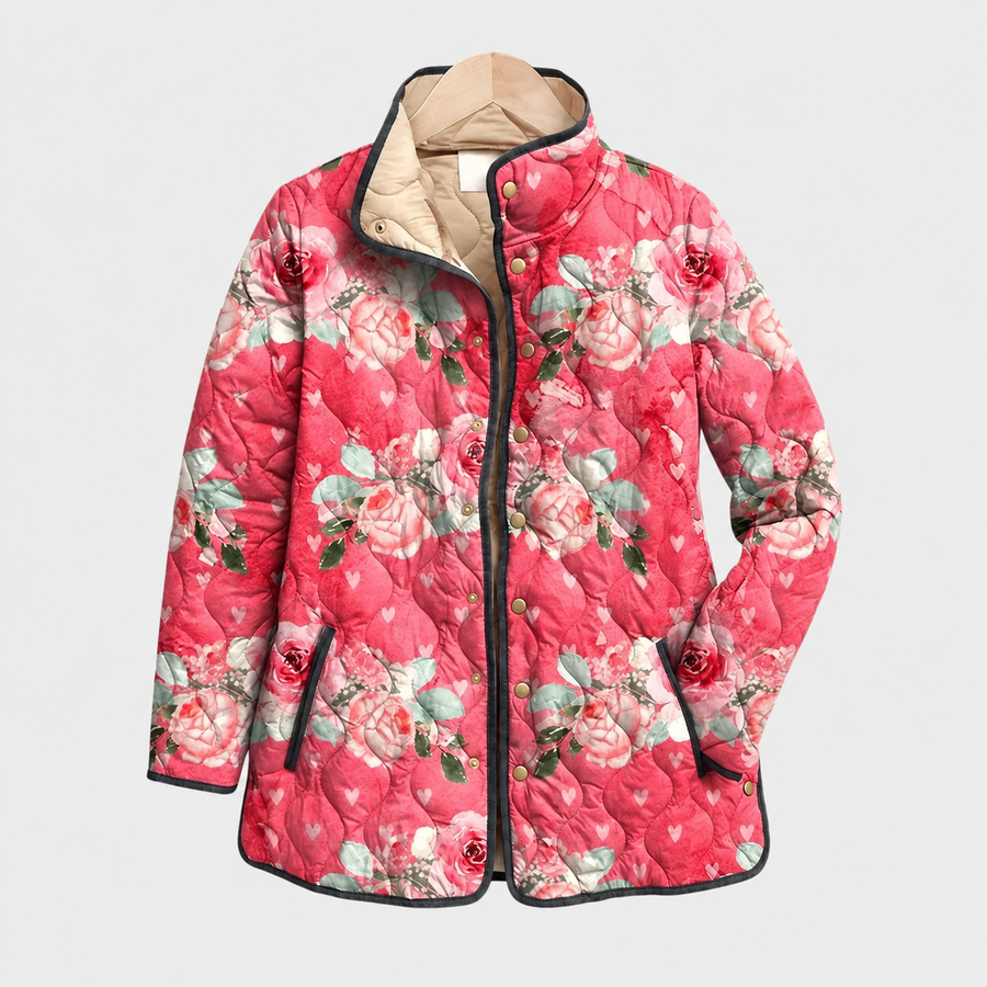 Nerys | Raspberry Floral Quilted Jacket