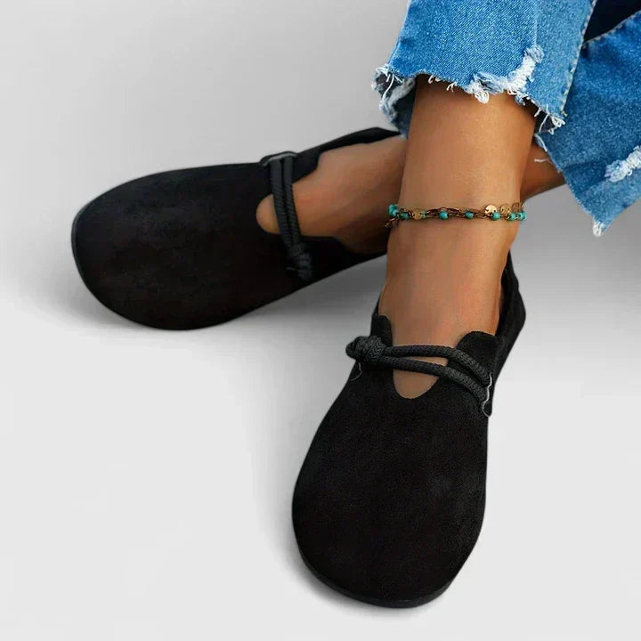 Norah | Suede-Look Cord Detail Flats, colour Black