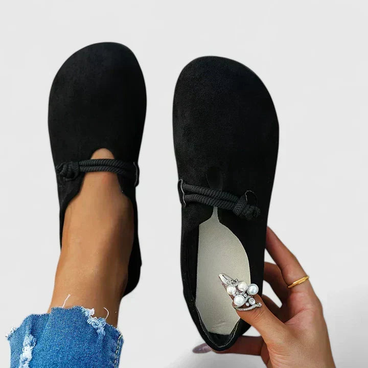 Norah | Suede-Look Cord Detail Flats, colour Black
