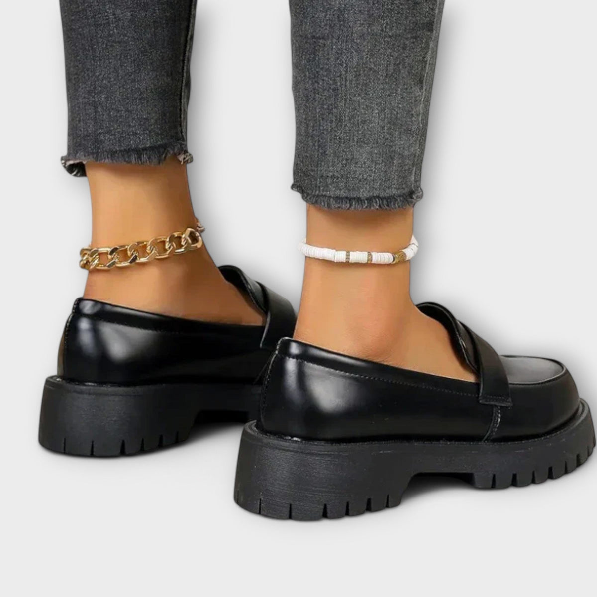 Pia | Chunky Sole Penny Loafers, colour Black