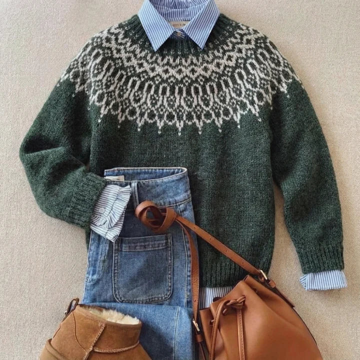 Runa | Forest Green Nordic Yoke Jumper