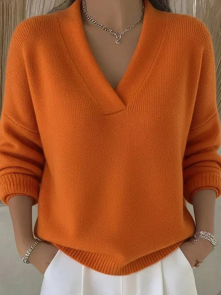 Nancy | Relaxed V-Neck Jumper, colour Orange