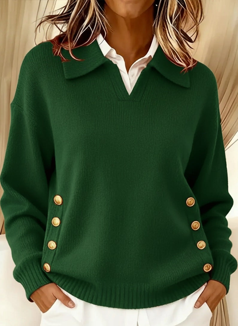 Dulcie | Collared V-Neck Jumper, colour Green