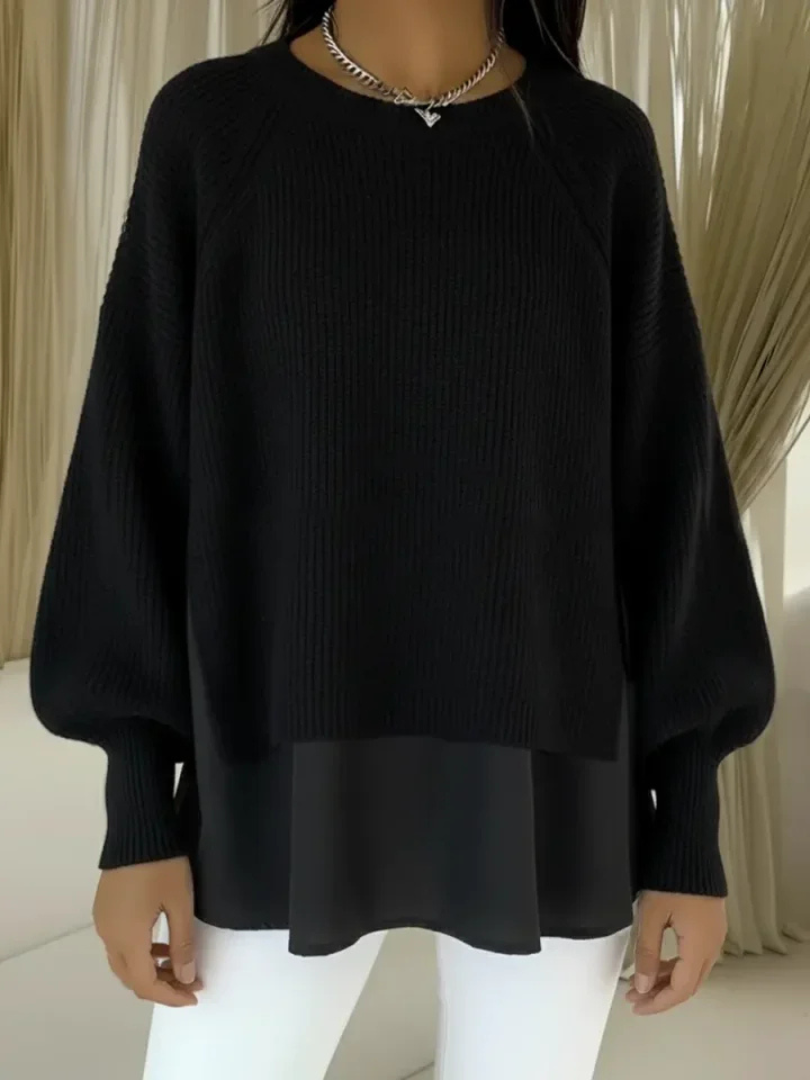 Wren | Layered-Look Knit Jumper, colour Black