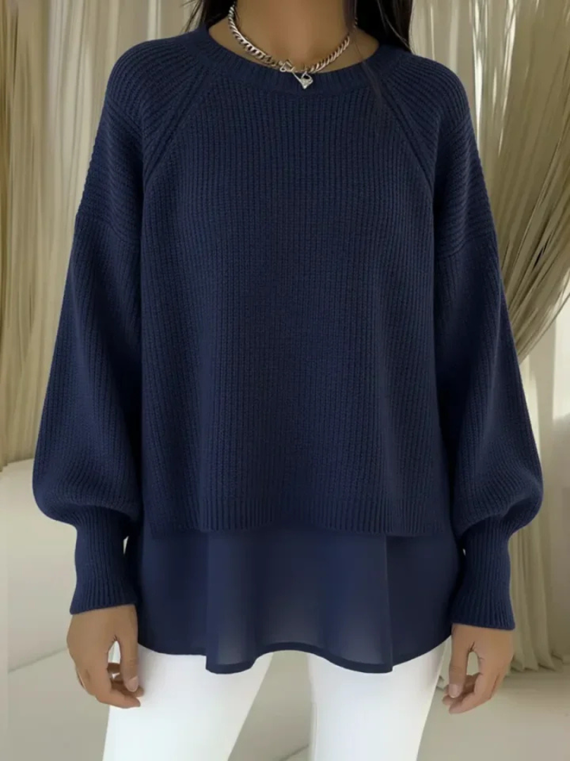 Wren | Layered-Look Knit Jumper, colour Navy