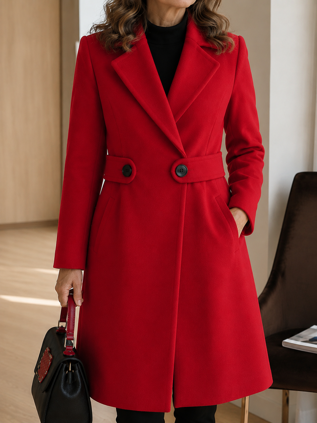 Lucinda Long Coat in Red